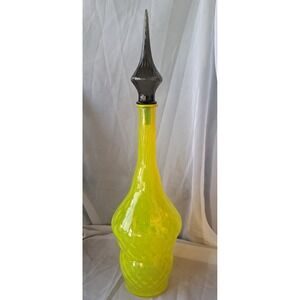 Empoli Genie Bottle Decanter Optic Lemon Diamond Quilted Design